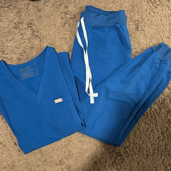 Figs Royal Blue High Wasted Zamora Jogger Scrub Set - Picture 1 of 4